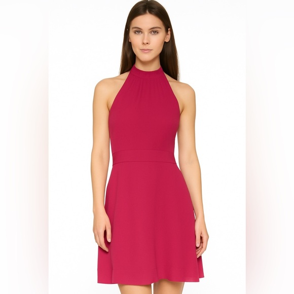 Banana Republic Halter Mini Dress 8P Pink Pleated Bodice Open Back - Picture 1 of 11